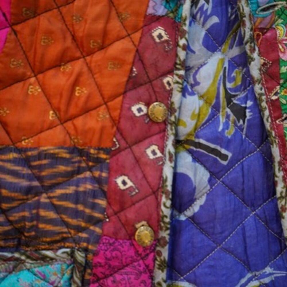 C:Eed Silk Patchwork Colorful Reversible Quilted … - image 5